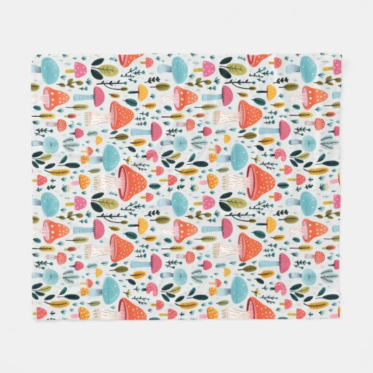 Farbenfrohe Pilzgarten Fleecedecke (Vorderseite (Horizontal))