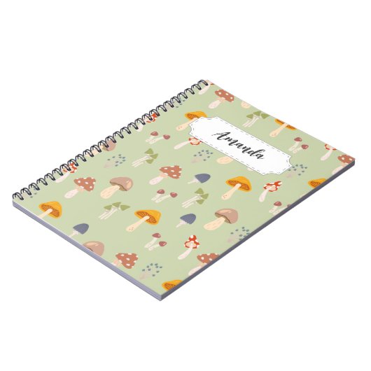 Farbenfrohe Pilzmuster - Individuelle Name Notizblock (Linke Seite)