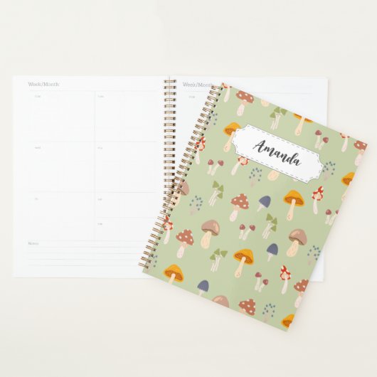 Farbenfrohe Pilzmuster - Individuelle Name Planer (Anzeige)