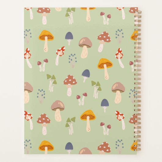 Farbenfrohe Pilzmuster - Individuelle Name Planer (Rückseite)