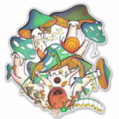 Farbenfrohe Pilzstätte Aufkleber (Vorderseite)