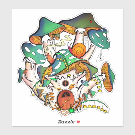 Farbenfrohe Pilzstätte Aufkleber (Blatt)