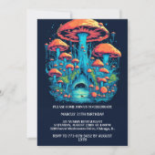 Farbenfrohe Pilzwälder Print Birthday Party Einladung (Vorderseite)