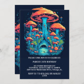 Farbenfrohe Pilzwälder Print Birthday Party Einladung (Vorne/Hinten)