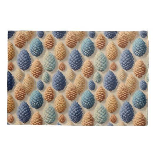 Farbenfrohe Pine Cones Winter Pattern Kissenbezug (Rückseite)