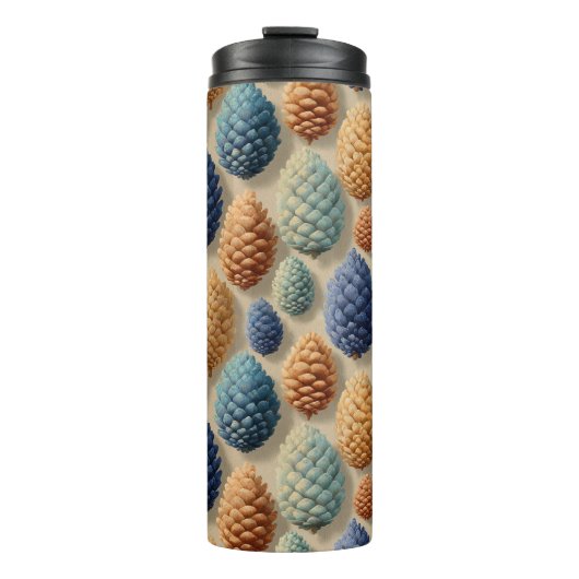 Farbenfrohe Pine Cones Winter Pattern Thermosbecher (Vorderseite)