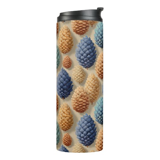 Farbenfrohe Pine Cones Winter Pattern Thermosbecher (Nach links gedreht)