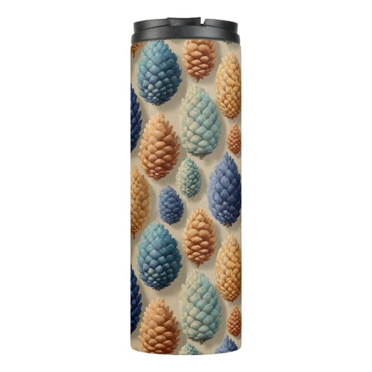Farbenfrohe Pine Cones Winter Pattern Thermosbecher (Rückseite)