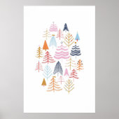 Farbenfrohe Pine Tree Weihnachten Zeichnend Poster (Vorne)
