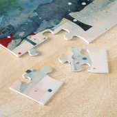 Farbenfrohe Pine Trees Weihnachten Puzzle (Seite)