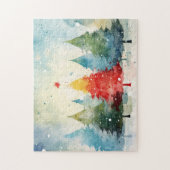 Farbenfrohe Pine Trees Weihnachten Puzzle (Vertikal)