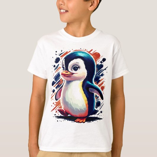 Farbenfrohe Pinguin-T - Shirt (Vorderseite)