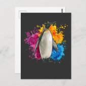 Farbenfrohe Pinguine Art Snow Animal Fans Postkarte (Vorne/Hinten)