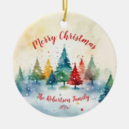 Farbenfrohe Pinienbäume Keramik Ornament