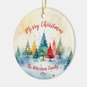 Farbenfrohe Pinienbäume Keramik Ornament (Links)