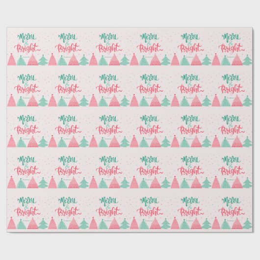 Farbenfrohe Pinienbäume Merry & Bright Pink Geschenkpapier (Flach)