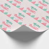 Farbenfrohe Pinienbäume Merry & Bright Pink Geschenkpapier (Ecke)