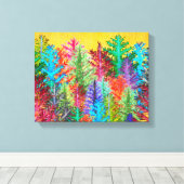 Farbenfrohe Pinienbäume Wrapped Canvas Leinwanddruck (Insitu (Holzboden))