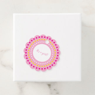 Farbenfrohe Pink Polka Dots Baby Girl Gender Revea Geschenkanhänger