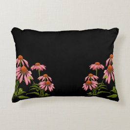 farbenfrohe Pinkblumen auf schwarzem Hintergrund Dekokissen