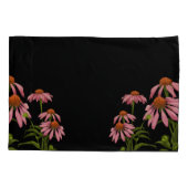 farbenfrohe Pinkblumen auf schwarzem Hintergrund Kissenbezug (Rückseite)