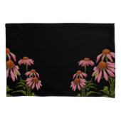 farbenfrohe Pinkblumen auf schwarzem Hintergrund Kissenbezug (Vorderseite)