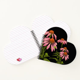 farbenfrohe Pinkblumen auf schwarzem Hintergrund Notizblock