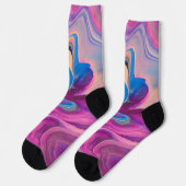 Farbenfrohe Pinks Marmorstil Crazy Socken (Linkes Detail)