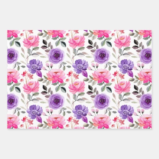 Farbenfrohe Pinsel und Lila Wasserfarben Geschenkpapier Set (Vorderseite 3)