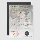 Farbenfrohe Pinselschrift 2025 Kalender Magnetkart Magnetkarte (Vorne/Hinten)