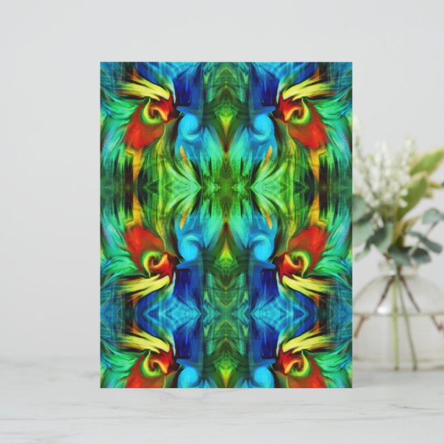 Farbenfrohe Pinselstriche Abstrakt grünes Scrapboo (Stehend Vorderseite)