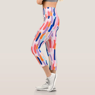 Farbenfrohe Pinselstriche Capri Leggings
