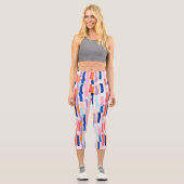 Farbenfrohe Pinselstriche Capri Leggings (Vorderseite)