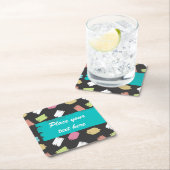 Farbenfrohe Pinselstriche für schwarzen benutzerde Rechteckiger Pappuntersetzer (Vor Ort)