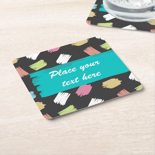 Farbenfrohe Pinselstriche für schwarzen benutzerde Rechteckiger Pappuntersetzer (angewinkelt)