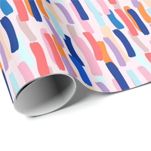 Farbenfrohe Pinselstriche Geschenkpapier (Rolleneckpunkt)