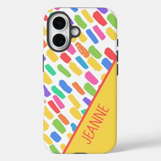 Farbenfrohe Pinselstriche Muster mit Namen Case-Mate iPhone Hülle (Rückseite)