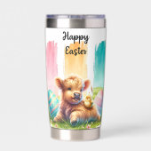 Farbenfrohe Pinselstriche Osterhochland Kuh 20oz Thermobecher (Rückseite)