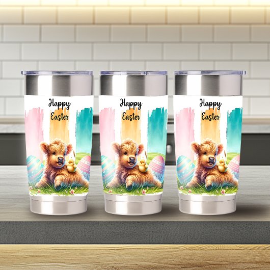 Farbenfrohe Pinselstriche Osterhochland Kuh 20oz Thermobecher