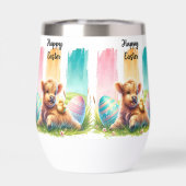 Farbenfrohe Pinselstriche Osterkuh Wein (Rückseite)