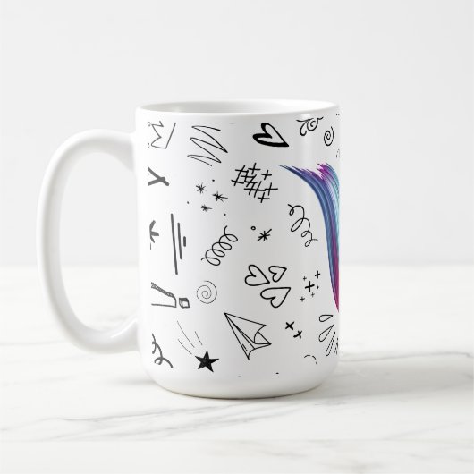 Farbenfrohe Pinselstriche S mit Doodles Kaffeetasse (Links)
