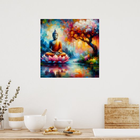 Farbenfrohe Pinselstriche Schlaganfälle Buddha Mal Poster (Küche)