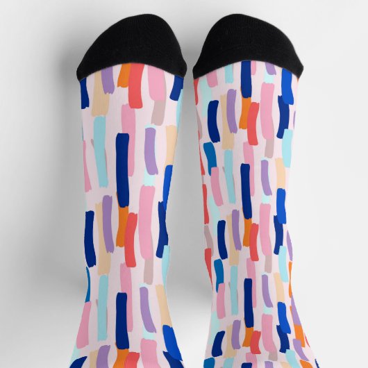 Farbenfrohe Pinselstriche Socken (Oben)