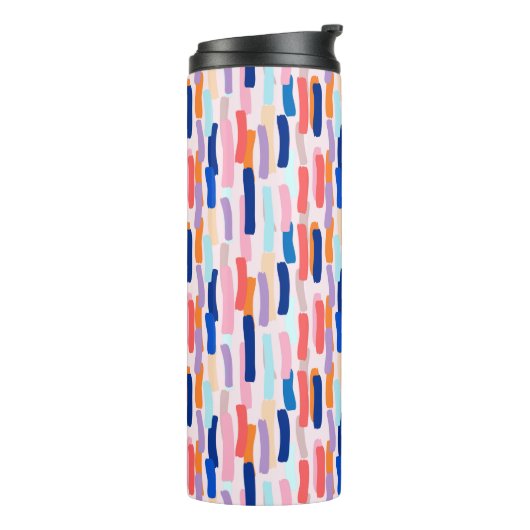 Farbenfrohe Pinselstriche Thermosbecher (Nach links gedreht)