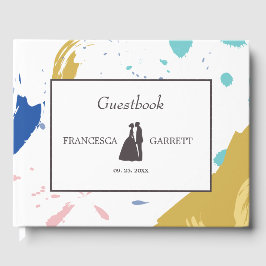 Farbenfrohe Pinselstriche und Illustration Gästebuch