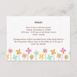 farbenfrohe Pinwheel-Hochzeit Begleitkarte