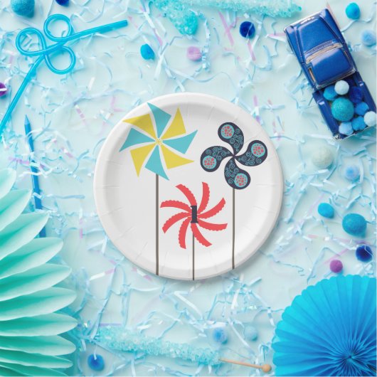 Farbenfrohe Pinwheel Papierplatte Pappteller (Party)