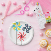 Farbenfrohe Pinwheel Papierplatte Pappteller (Party)