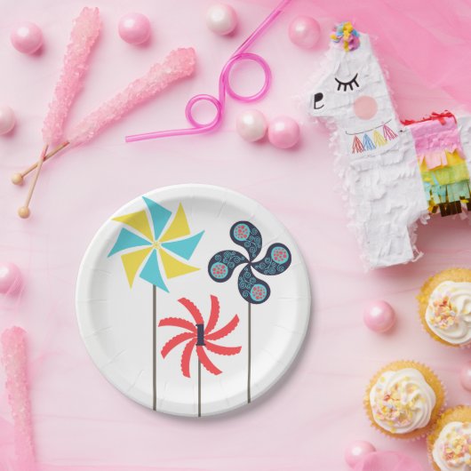 Farbenfrohe Pinwheel Papierplatte Pappteller (Party)