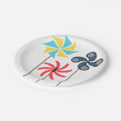 Farbenfrohe Pinwheel Papierplatte Pappteller (Schrägansicht)